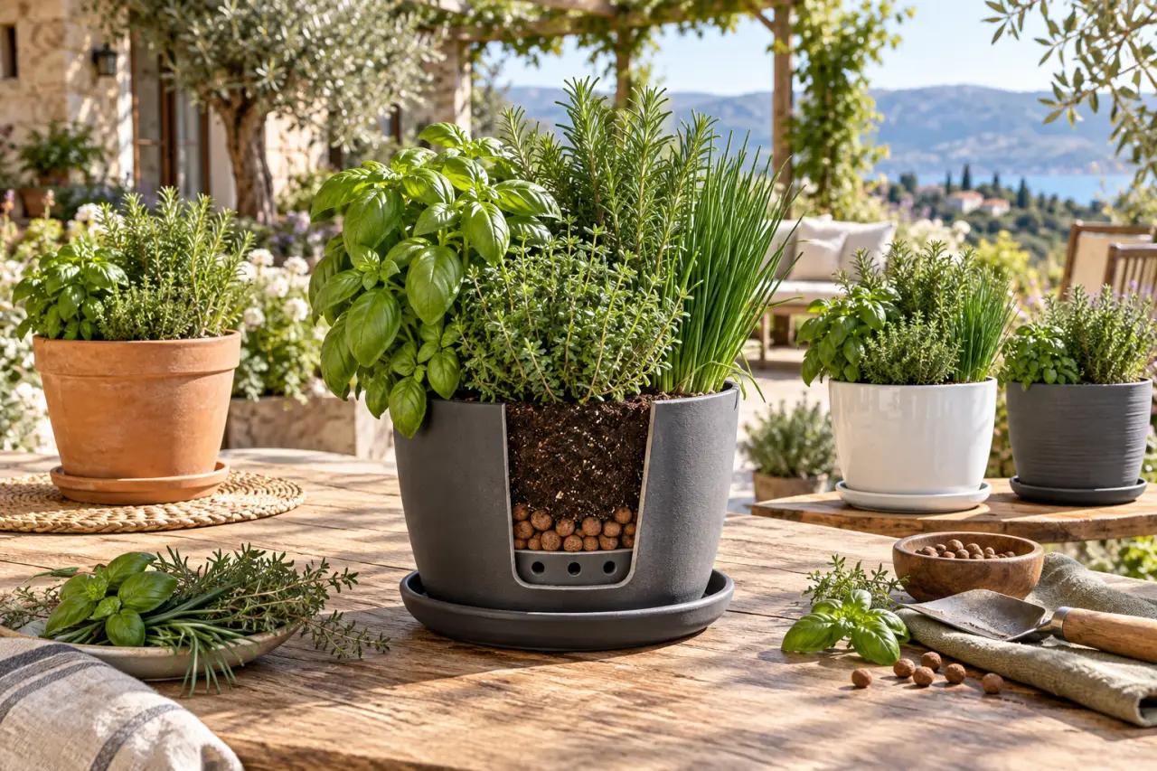 Pot pour plantes aromatiques : 20 cm, drainage et matériau à choisir selon l’usage