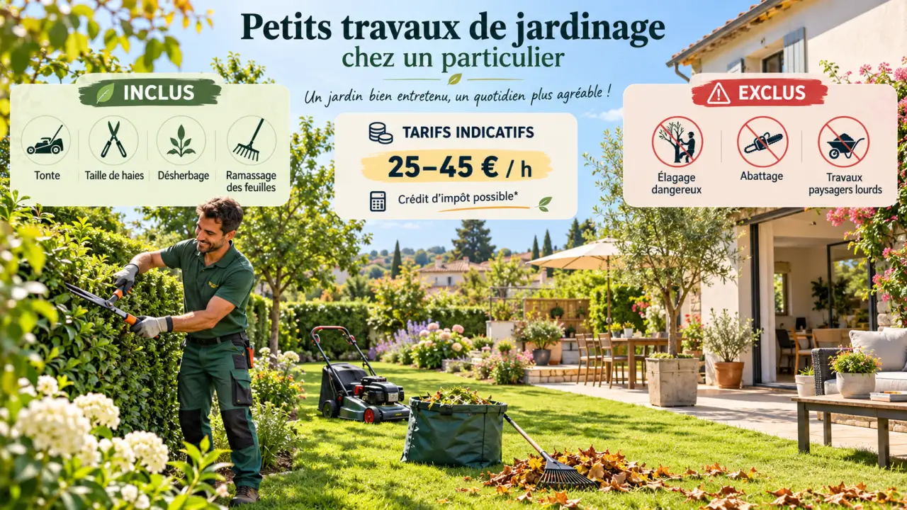 Petits travaux de jardinage chez un particulier : ce qui est inclus, ce que ça coûte, ce qui est exclu