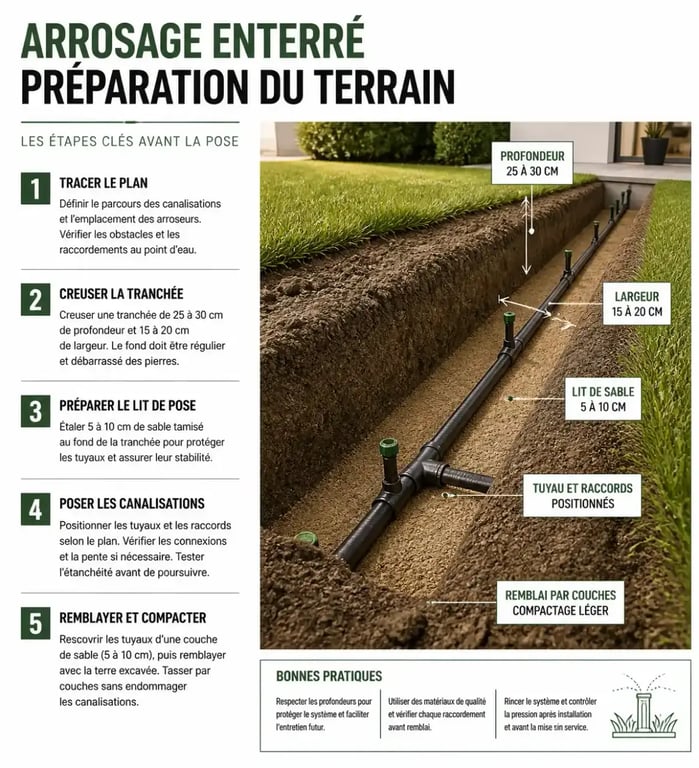 Installation d'un kit arrosage automatique pelouse enterré