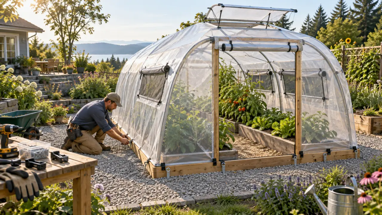 Construire une serre de jardin : sécuriser la bâche, le sol et la ventilation